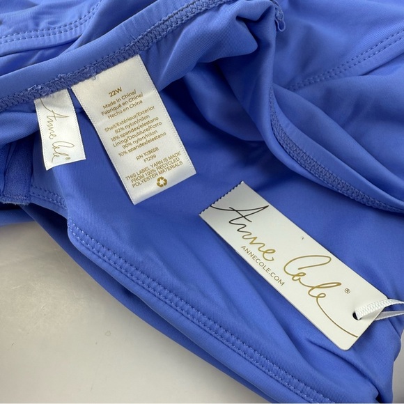 Anne Cole Tankini Swim Top Womens 22W Periwinkle Blue Ruched Underwire Plus Size - Picture 4 of 11